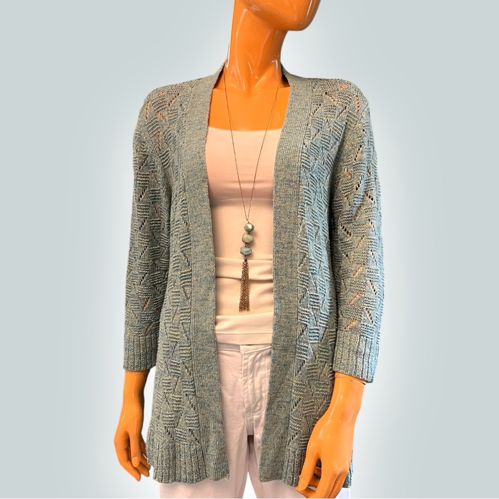 CHRISTOPHER & BANKS Drape Front Knit Crochet Cardigan